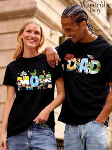 Disney Licensed Short-Sleeve Couple Printed T-Shirts, Patterned T-Shirts, Cotton Patterned T-Shirts, Toy Story Series Patterned T-Shirts, Suitable For Family Trips And Vacation Wear. Mother's Day And Father's Day T-Shirts, Suitable For Men And Women. Cotton T-Shirts, Comfortable And Breathable. - 女人 - 查看 1