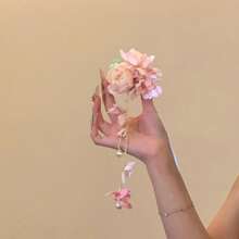Kẹp tóc nữ đính hoa giả, ngọc trai và đá lấp lánh, thích hợp sử dụng hàng ngày, ở nhà, trường học, bãi biển, nơi làm việc, tiệc tùng, ngày lễ, sinh nhật, tựu trường, năm mới, Ngày Valentine, Ngày của Mẹ, Giáng sinh, đám cưới, lễ hội âm nhạc, lễ tốt nghiệp, mùa xuân/hè, kiểu kẹp càng cua. - Hồng - Xem 5