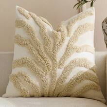1pc/2pcs Neutral Wavy Velvet Pillow Case, Textured Abstract Striped Beige Cushion Cover, Bohemian Minimalist Decorative Pillow Suitable For Living Room Bedroom Sofa Home Decor - Beige - View 8