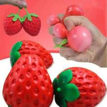 Extra Large Realistic Strawberry Squeeze Toy, Stress Relief Ball, Creative Anxiety Relief Gadget - Multicolor - View 2