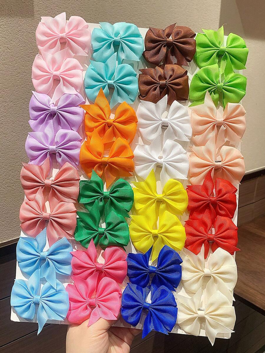 14个随机糖果色蝴蝶结发夹,可爱布艺质感发饰,甜美少女风,适合日常、外出、派对等场合。 - 彩色 - 查看 1