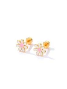 Bông tai hình hoa dễ thương, dạng khuyên vít, mạ vàng 18K dày 0.03μm, chất lượng cao, một đôi. - Nhiều màu - Xem 2