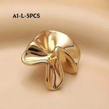 5pcs Asymmetrical Metallic Buttons, Asymmetric 3D Gold Buttons, Luxury Decorative Buttons For Shirts, Dresses, Jackets, Sweaters, Coats - A - View 7