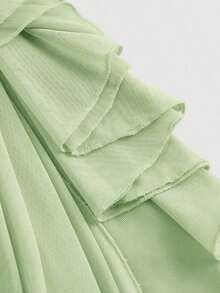 Vestido de mujer con estampado de mariposa vintage con teñido anudado, volantes fruncidos y bajo asimétrico, ideal para el Día de San Valentín, carnaval, cóctel, cena, baile de graduación, cumpleaños, verano y fiestas - Verde - Ver 4