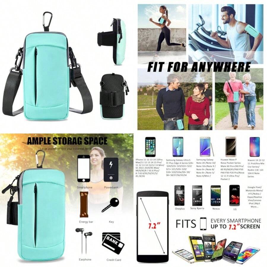 Soporte para teléfono para correr pulsera de teléfono celular, bolso cruzado para mujeres y hombres - como en la imagen - Ver 1