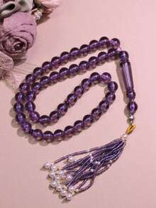 1 pieza Nuevo colgante con borla de perla pequeña, 45 piezas Cuentas de oración de Ramadán de 10mm, Rosario de recitación diaria de Ramadán, Regalo de Ramadán, Accesorio religioso unisex - Multicolor - Ver 3