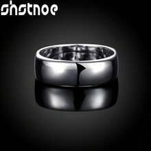 Nhẫn vuông trơn mạ bạc 925 cho nữ và nam, nhẫn cưới, nhẫn dự tiệc, trang sức đơn giản, xinh xắn và quyến rũ. - Bạc - Xem 6
