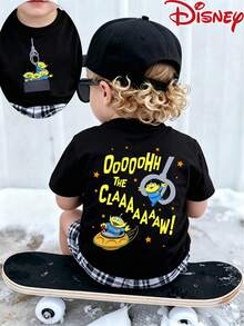 Disney Official Licensed Baby Boys Tops, Short-Sleeved T-Shirt, Toy Story Alien Claw Machine Pattern Printing, Summer Breathable Comfortable Short Sleeves, Kids Cartoon Casual T-Shirt - Black - View 1
