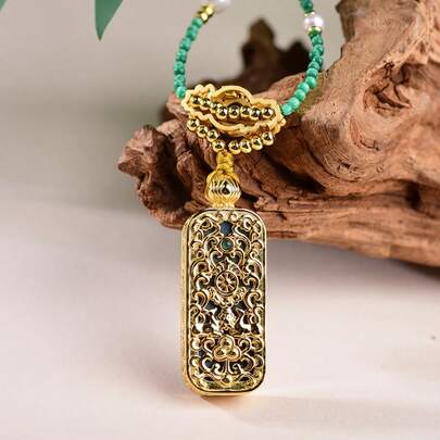 Set de 3 collares con colgante de Tara Verde estilo oriental pintado a mano, elegante cadena para la clavícula como joyería para mujeres