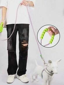 Hands-Free Crossbody Dog Leash, Adjustable Waist/Shoulder Pet Leash With Comfortable Beaded Handle, No-Tangle Running & Walking Lead For Small Medium Dogs - Multicolor - View 2