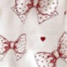 Beige & Red Bow Print Satin 2pcs Pajama Set, Women Lapel Sleepwear - White - View 7