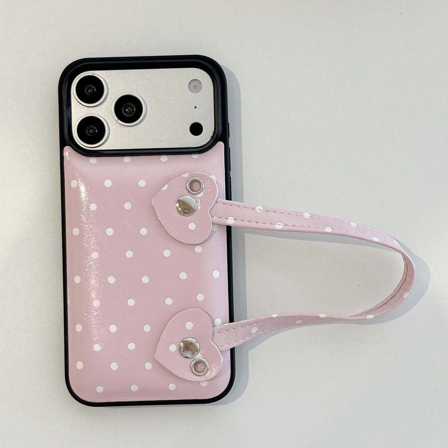 Cardholder Phone Cases - Pink Polka Dots - View 1