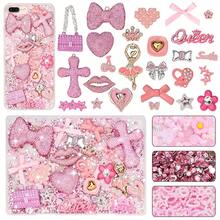 1 Box Powder Beige Resin Flat Back Beads Set, Shiny Rhinestone Lip Shape Cross Pearl Flower Handmade DIY Set, Includes Tweezers And Storage Box, For Phone Decoration - Multicolor - View 9