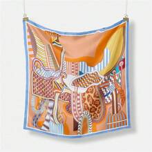 Bufanda cuadrada de marca de sillín para mujer, pañuelo de seda nuevo, diadema de lujo, Hijab, Foulard, 53cm - OP69-1 - Ver 9