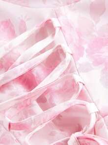 Vestido de largo medio con estampado floral y nudo delantero, para primavera/verano - Rosa - Ver 3