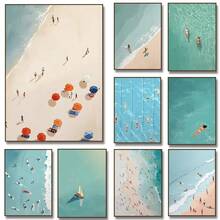 Póster Artístico impreso para pared de barco, playa, océano, en la piscina, verano nórdico, pintura en lienzo, imagen para sala de estar y decoración del hogar 3OMR - WO2196-1 - Ver 1