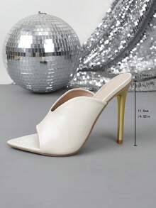Giày sandal cao gót mũi nhọn thời trang, kiểu dáng slip-on, thích hợp cho mùa xuân/hè. - Màu be - Xem 3