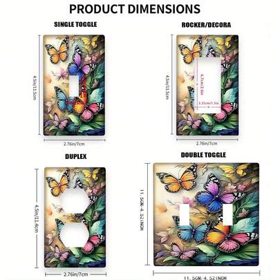 1pc Colorful Butterfly & Floral Printed Decorative Switch Panel Cover, Suitable For Bedroom, Bathroom, Living Room Home Wall Decor