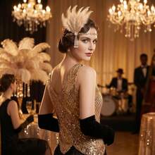 1pc Vintage 1920s Style Feather Rhinestone Headband - Made Of Alloy Material, Women's Hair Accessory, Suitable For Elegant Occasions, Also A Unique Gift - Multicolor - View 7