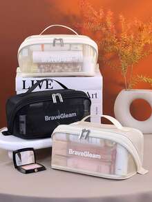 New Transparent Mesh Cosmetic Bag, Large Capacity Pillow Bag, Multifunctional Toiletry Organizer Pouch - Multicolor - View 7