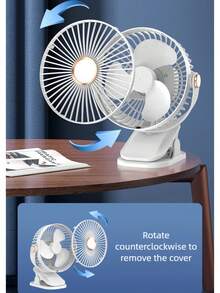 OBOVAY USB Rechargeable Desktop Mini Clip Fan With Light, 360° Rotatable, Home/Office Use, Car Cooling, Camping Equipment, Portable Fan - Multiple Styles - View 6