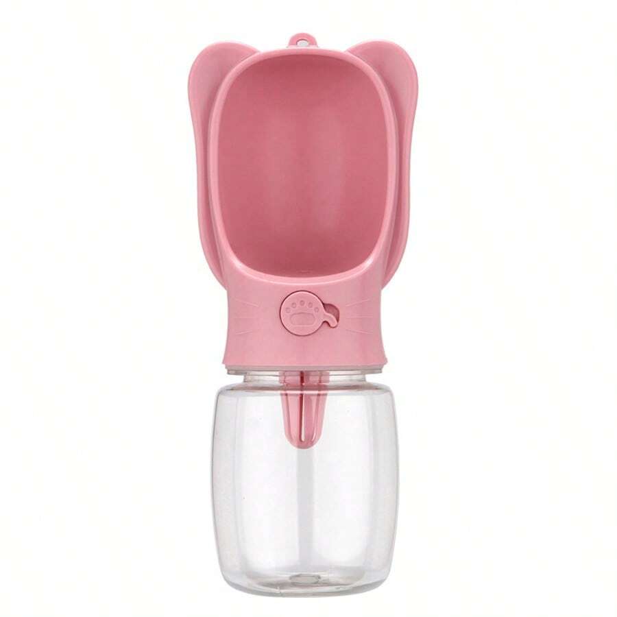Dog Water Bottle With Detachable Leak-Proof Food Container, Suitable For Hiking And Travel - Pink - View 1