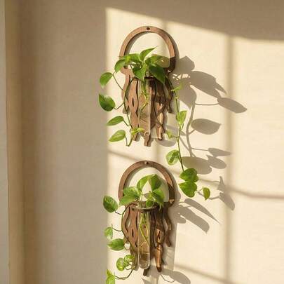2pcs Ocean Theme Wall-Mounted Hydroponic Plant Propagation Station - Jellyfish Shaped Test Tube Vase, Suitable For Hydroponic Plants, Cute Oceanic Style Plant Holder For Living Room, Bedroom, Bathroom, Kitchen, Office, Dorm, Apartment, Beach Themed Home Decor, Gift For Plant Lovers And Indoor Plant Wall Decor