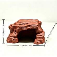 3D打印PLA沙漠洞穴爬虫宠物藏身处，适用于狮头守宫、豹纹守宫等，底部需用胶水固定或用沙子/石头加重以防止漂移，可作为饲养箱装饰，为爬行动物提供舒适的家。 - 紅棕色 - 查看 2