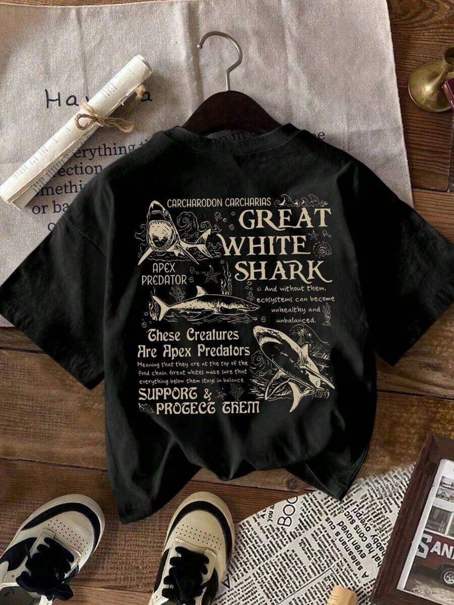 Camisetas de manga corta para mujer, talla grande, cuello redondo, estampado de letras, casual, versátil, para uso diario, manga corta, 100% algodón. - Negro - Ver 1