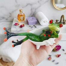 1pc Whimsical Bathtub Frog Statue, Unique Frog Bathing Decor, Suitable For Indoor And Outdoor Decoration - Bathtub Frog - View 5