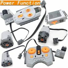 MOC-funciones de energía de alta tecnología, servomotor, interruptor de polaridad, juego de luces, receptor de Control remoto de velocidad IR, caja de batería, Juguetes DIY - Control de Velocidad 8879 - Ver 2