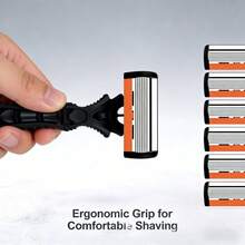 6-Layer Hypoallergenic Stainless Steel Manual Razor With Washable Design - White Handle & Yellow Blades, Ideal For Beard & Mustache Trimming, Durable And Comfortable Grip - Safety Razor - View 6