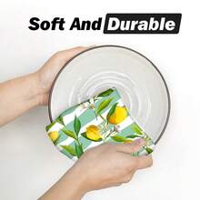 2/4/6pcs Lemon & Striped Pattern Printed Dish Towels, Super Absorbent Microfiber Modern Cleaning Cloths, Cooking & Baking Tea Towels, Dishcloths, Hand Towels, Soft & Highly Absorbent, Kitchen Decor, Gifts For Neighbors, Mothers, Birthdays, Housewarming For Friends, Kitchen Essentials, Daily Necessities - Multicolor - View 10