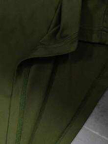 AnChiStreetwear - 大码男士极简字母印花短袖T恤，圆领，休闲风格，图案设计 - 軍綠色 - 查看 5