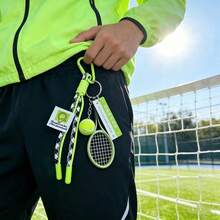 Móc khóa vợt tennis tự làm kèm bóng tennis mini, dây đeo dệt, trang trí phong cách thể thao, móc khóa dễ thương phù hợp cho người yêu thích tennis, phụ kiện thời trang cho ba lô, túi xách và chìa khóa xe hơi. - Nhiều màu - Xem 5