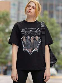 Camiseta Aespaeses Synk Parallel Line World Tour, Camiseta Aespaeses Whiplash, Camiseta Aespaeses Live Tour, Camiseta Aespaeses Ae, Camiseta de manga corta 100% algodón suave, ajuste holgado e informal para mujeres y adolescentes, tela transpirable y amigable con la piel para uso diario, calle, escuela, citas, vacaciones, fiestas al aire libre, ropa casual para todas las estaciones, playeras de mujer, ropa de mujer, ofertas,  tropicoqueta, ropa deportiva de mujer. - Negro - Ver 7