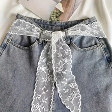 1pc Vintage Style Lace Scarf Headband Waist Belt - Elegant Long Ribbon With Floral Pattern, Machine Washable, Suitable For Weddings, Parties, Beach Activities And Casual Wear, Wedding Accessories, Sweet Style Accessories, Silk-Like Texture - Multicolor - View 2
