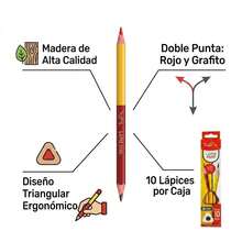 Indra Box Of 10 Triangular Duo Pencils IND-0059N HB/Red Graduation Ergonomic And Functional For Writing And Drawing - Sets - View 5