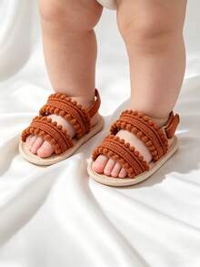 Neugeborenen Babysandalen, rutschfeste Softsohlensandalen, Kleinkind Outdoor lässig Sommerschuhe, 0-1 Jahre alt, weiche Sohle rutschfest, kleine weiße Blume atmungsaktive Babyschuhe, 0-18 Monate - Braun - Übersicht 4