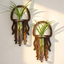 1 Bình hoa treo tường bằng gỗ, Chậu trồng cây treo tường bằng gỗ cổ điển - Bình hoa trang trí tường đa chức năng trong nhà/ngoài trời, Thích hợp cho phòng ngủ, phòng khách; Bình hoa treo tường phong cách trang trại hiện đại, Có thể đựng cây và hoa tươi, Thiết kế dạng mô-đun - A - Xem 3