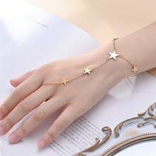 Cute & Delicate Finger Chain Bracelet, 18K Gold Plated Stainless Steel Hand Jewelry, Adjustable  Bracelet With Heart/Butterfly Charms For Women - Nhiều màu - Xem 9