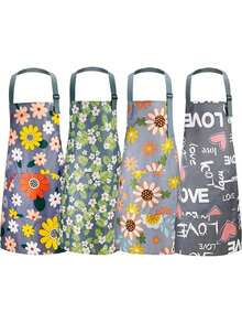 1 pieza Delantal sin mangas floral verde único e impermeable - Poliéster duradero, correa ajustable para el cuello, adecuado para la cocina y el jardín - Girasoles - Ver 7