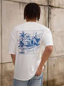 Camiseta Oversized para Hombre  en Blanco con Estampado Frontal y Trasero - Blanco - Ver 5