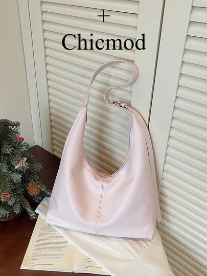 Túi xách đeo vai một bên cỡ lớn, màu cà phê/đen trơn, chất liệu PU, có nam châm, phù hợp cho nữ giới sử dụng hàng ngày.