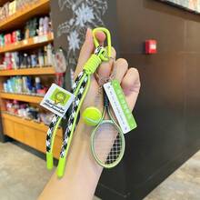 Móc khóa vợt tennis tự làm kèm bóng tennis mini, dây đeo dệt, trang trí phong cách thể thao, móc khóa dễ thương phù hợp cho người yêu thích tennis, phụ kiện thời trang cho ba lô, túi xách và chìa khóa xe hơi. - Nhiều màu - Xem 9