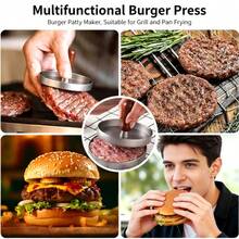 1 pieza Prensa para hamburguesas, fabricante de hamburguesas caseras para pollo, carne, sándwich y desayuno - Plateado - Ver 4