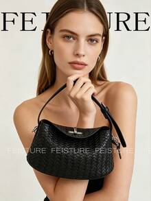 1pc Women's Solid Color PU Leather Shoulder Crossbody Bag, Matte Handbag With Adjustable Strap, Suitable For Travel - Black - View 4