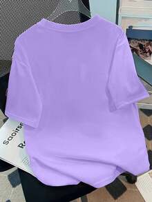 2026 New Spring Short Sleeve Crew Neck T-Shirt With Casual Spanish Style Cat Print, Summer White - 酒紅色 - View 2