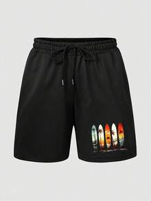 Conjunto de camiseta de tirantes de cuello redondo y pantalones cortos casuales de verano para hombre - Negro - Ver 4