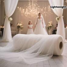 1pc 393 Inch White Sheer Voile Curtain Fabric, Long Solid Color Sheer Drape, Multipurpose Party Backdrop Fabric, Suitable For Wedding Arch, Home Decor, Birthday Wedding Party Room Backdrop, Ceremony Backdrop, Dining Table Decor Scarf, Tablecloth, Photography Prop Sheer, Solid Color Sheer, Christmas Decor, Christmas Room Decor, Etc. - White - View 5